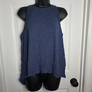 Maurices Navy Striped Crochet-Trim Tank
